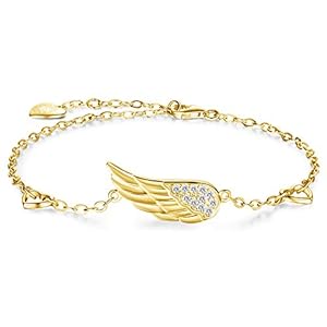 Billie Bijoux 925 Sterlingsilber Frauen Engels Flügel justierbares Kettenarmband Diamant weißes Gold überzogenes Knöchel…