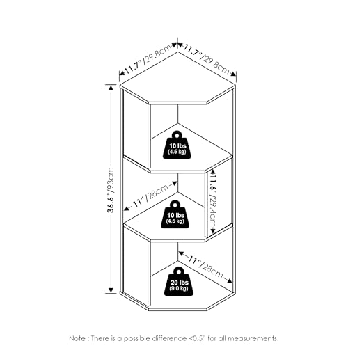 Furinno ECON Estantería Esquinera De 3 Niveles para Libros, Ideal para Organizar Y Almacenar En Sala De Estar Y Oficina En Casa, Color Pino Ámbar - imagen 3