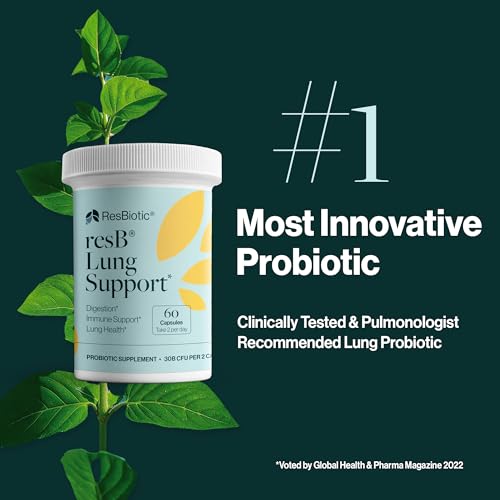 resB Lung Support Probiotic Supplement - Lung Health Supplement for Smokers, Gut Health, Immune & Digestive Support, Respiratory Care, Holy Basil & Turmeric, Clinically Trialed - 60 Capsules - Image 3