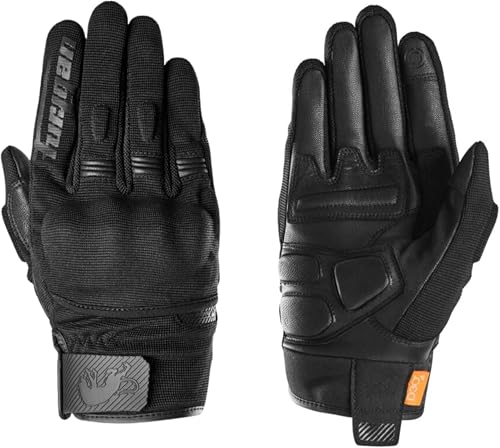 Furygan JET D3O EVO - Men's Motorcycle Gloves - 100% Leather Palm - Comfort - Summer Gloves - Breathable & Light - Compatible Screens - Touch Screen, Black