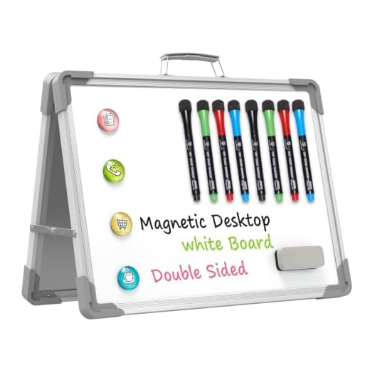 TSJ OFFICE Small Dry Erase White Board - 12" x 16" Mini Easel Desktop Double Sided Whiteboard, Portable Magnetic Board on Table Top with Holder for Drawing, Teacher Instruction, Memo Board