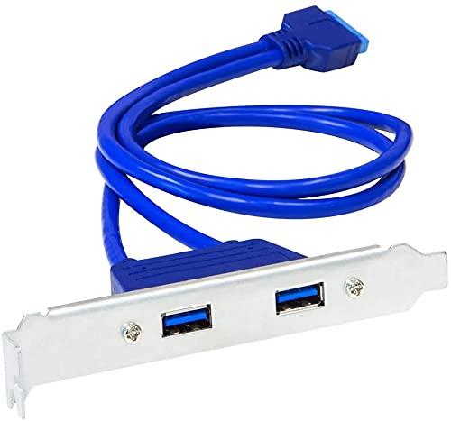 2 Port USB 3.0 Female Back Panel to Motherboard 20pin Cable with PCI Bracket 50cm-picture-25