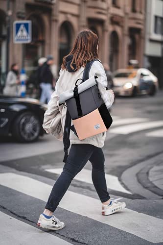 MoFut Rucksack Damen Groß Schulrucksack viele Fächer mit 15,6' Laptopfach, Unisex Rolltop Rucksack Wasserdicht, Lässiger Backpack Schule Freizeit Uni Arbeit Wandern.