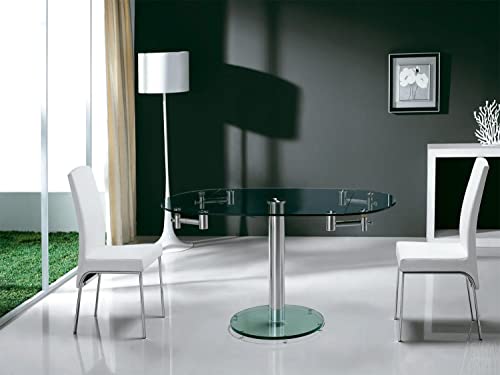 Casabianca Furniture Thao Stainless Steel/Clear Glass Extendable Dining Table By Casabianca Home, #TOP4