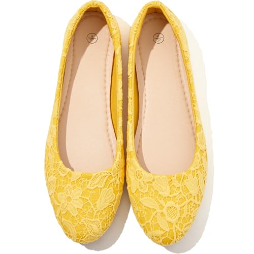 Image of Shupua Dress Shoes for Women Round Toe Flats Shoes Lace Ballet Flats Dressy Comfortable Foldable Flats Low Heel