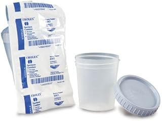 Medegen 01053 Standard Specimen Container with Gray Screw-On Lid, Peel Pouch, Translucent, 4 oz Capacity, Pack of 100