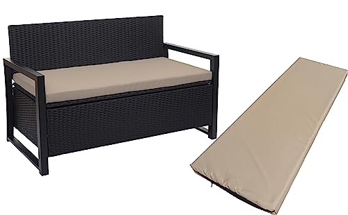 Crescent Textile 100% Waterproof Garden Bench Cushion 2/3/4 Seater Outdoor Long Bench Seat Pad for Lawn & Garden, Patio, Office, Coffee Shop with Removable Cover (2 Seater 108cm x 45cm x 5cm, Cream)