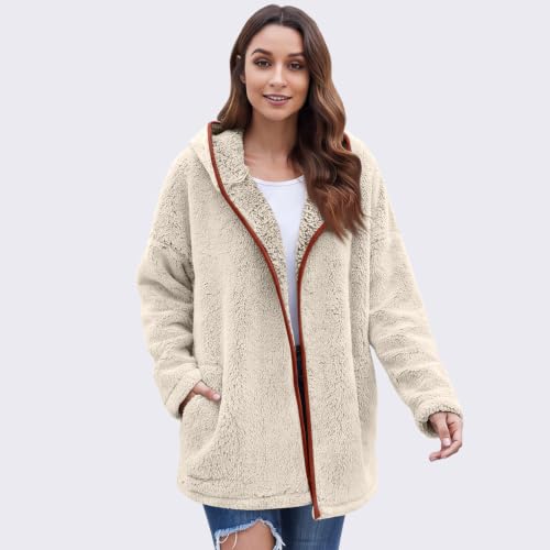 Sherpa Fleece Jacket Women Fluffy Blanket Blanket Winter Zip Up Outerwear - image 4
