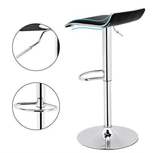 Songmics Set Of 2 Adjustable Bar Swivel Kitchen Breakfast Counter Stools, Modern Hydraulic Pu Barstools, Black #TOP3