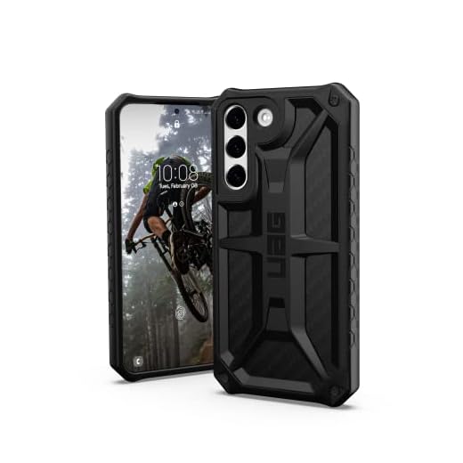 Urban Armor Gear Monarch Case Samsung Galaxy S22 Housse de Protection [Compatible Le Chargement sans Fil Coque, Protection Selon Normes Militaires, Résistante aux Chutes] Carbon Fiber