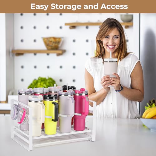 Nice2CU Water Bottle Organizer for Cabinet - 2-Tier Multifunctional Stanley Cup Organizer for Stanley 40/30 oz with Handle, Removable Drying Rack Tumbler Organizer for Stanley Accessories by Nice2CU - Image 5