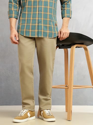 Image of Thomas Scott Men's Smart Straight Fit Chinos Trouser | Mid-Rise | Solid | 5-Pocket Design | Woven Fabric