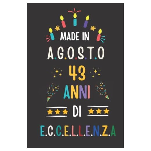 MADE IN AGOSTO 1979, 43 ANNI DI ECCELLENZA: regali compleanno uomo e donna, 43 anni di compleanno regalo uomo e donna 43 anni, regalo per lui/lei, Taccuino da110 pagine