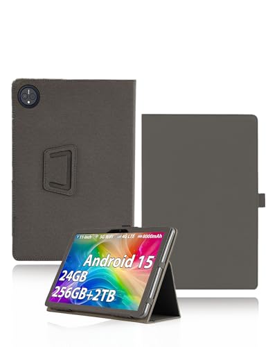 Housse cuir PU texturé pour tablette Xdogy Q17 et Feonal 2025 étui enveloppant noir