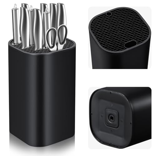 MICHIHOMIE Messerblock Ohne Messer Schwarz, Universal Unbestückte Messerhalter mit 21 Schlitzen und Abflussdesign, Messerblock Leer Abnehmbare,...