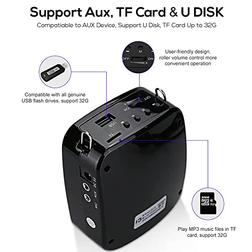 Shidu Wireless Voice Amplifier S613 Original Wireless Voice Amplifiers With Headset Microphone18W Rechargeable Portable Mini Pa System Loudspeaker For Teachers,Fitness Instructors,Yoga,Tour Guides #TOP2