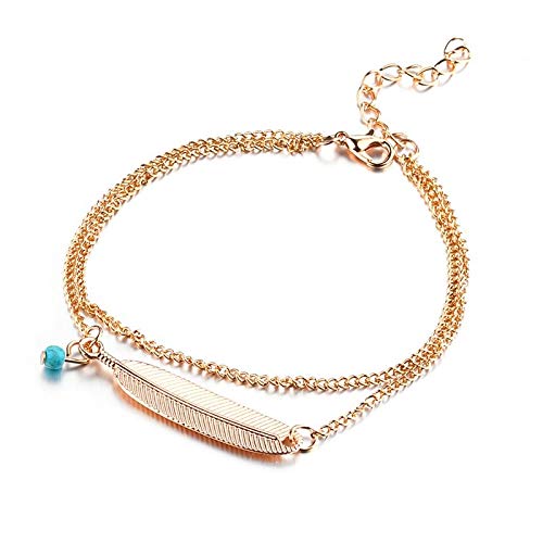 fabula by OOMPH Jewellery Gold & Silver Tone Delicate Bohemian Leaf Fashion Anklet for Women & Girls-picture-49