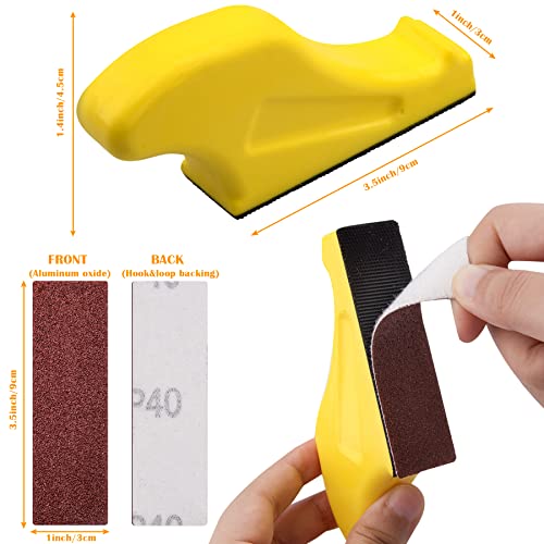 SIQUK 100 Stück Schleifpapier mit Schleifklotz Set, Schleifblätter Körnung 40/60/80/120/180/240/320/400/600/800 Sandpepier und Mini Handschleifer HandSchleifklotz für Schleifen und Polieren