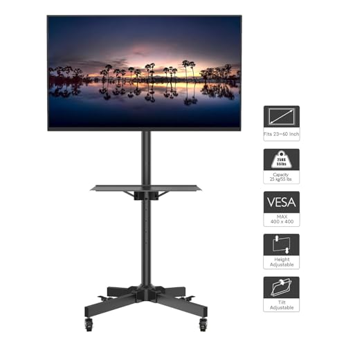 Soporte móvil para TV con ruedas, ajustable en altura, para pantallas de 23-60" miniatura 6