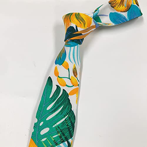 Image of Mantieqingway Floral Ties for Men Skinny Cotton Tie Flower Necktie