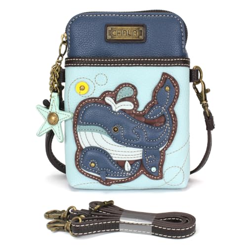 Image of CHALA Ocean Collection Cell Phone Crossbody Purse-Women PU Leather /Canvas Multicolor Handbag with Adjustable Strap