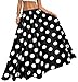 Sinono Women's Chiffon Stripe Maxi Skirt High Waist Mopping Floor Skirts (Small, Black Dot)