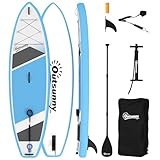 Outsunny Stand Up Paddling Board Set Aufblasbar 320cm SUP Board mit Verstellbares Paddel rutschfest Eva-Deck Fußschlaufe Pumpe Finne Rucksack Komplettes Zubehör, 160kg Paddle Board für Erwachsene