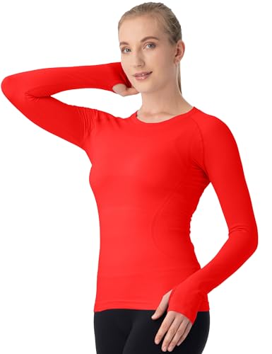 Image of MathCat Seamless Workout Shirts for Women Long Sleeve Yoga Tops Sports Running Shirt Breathable Athletic Top Slim Fit XS-XL