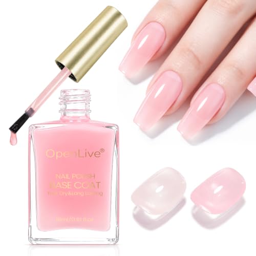 OpenLive 18ml Base Coat Nail Polish Tinted Nude Pink Sheer Large ...