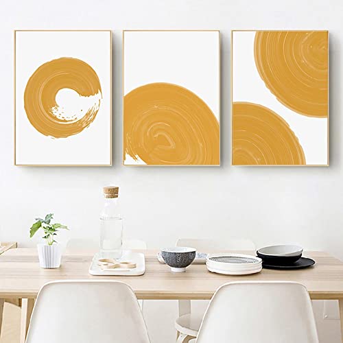 Toile Peinture Abstrait Cercle Orange Jaune - Art Mural d'Impression Fine Qualité Musée 50x70cm
