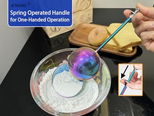 Image of JETKONG Large Flour Sifter, Baking Sifters with 18 /8 Stainless Steel Dusting Wand for Sugar, Flour and Spices, Set of 2 (Large, Rainbow)