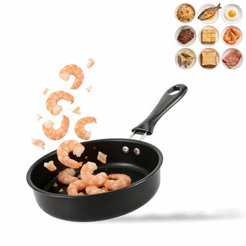 Image of 4.7 Inch Mini Skillet, Non-Stick Egg Pan for Single Serve Breakfast, Induction Compatible Small Frying Pan with Heat Resistant Handle - Perfect for Camping, RV, Dorm & Gas/Electric Stovetops (Black)