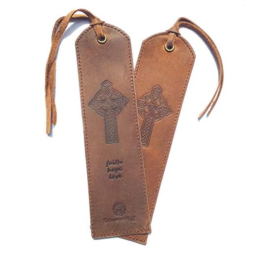 Segnalibro In Pelle Fatto A Mano Croce Celtica Design - Confezione Da 2 Segnalibri In Vera Pelle Con Croce Cristiana Alta E Design Nodo - Regalo Perfetto Per I Topi Di Biblioteca