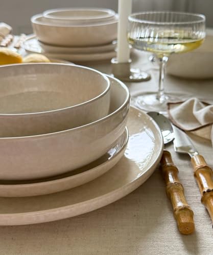 Zoha Roma Geschirrset 6 Personen – modernes 24-teiliges Porzellan Tafelservice in Beige – stilvolles Geschirrset 6 Personen – Kombiservice skandinavischer Stil – spülmaschinen- & mikrowellengeeignet