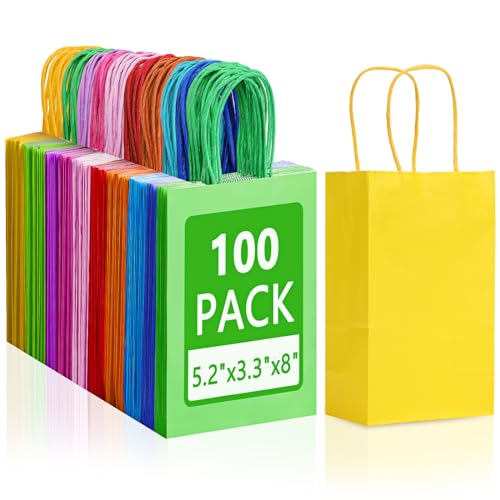 Tomnk 100Pcs Gift Bags, 10 Colors Goodie Bags cover