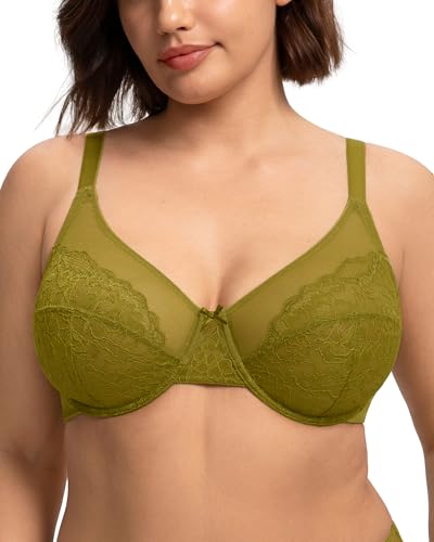Image of HSIA Minimizer Bras for Women Enchante Full Coverage Underwire Bras Plus Size Lifting Floral Lace Bra for Heavy Breast