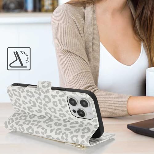Coque iPhone 16 Pro Max antichoc portefeuille léopard PU - 3