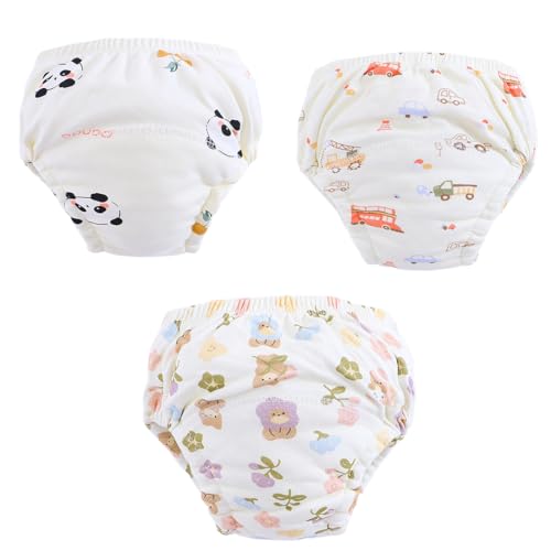 Pack de 3 calzoncillos de aprendizaje para ir al baño, ropa interior para niños y niñas, calzoncillos de aprendizaje para bebés y niños pequeños, lavables y reutilizables, aptos para 12-16 kg