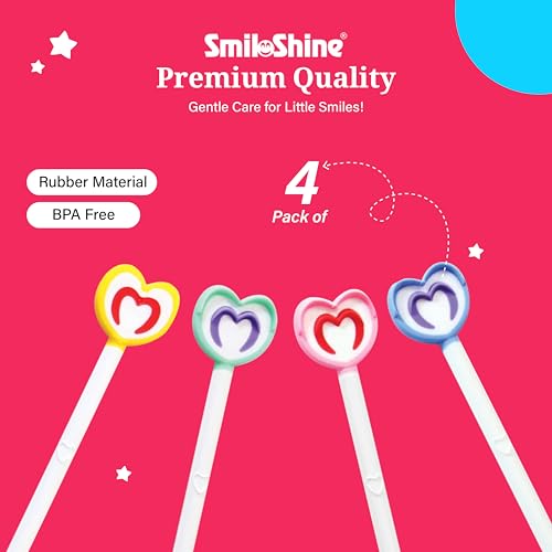 Image of SmiloShine Lollipop Tongue Cleaner for Kids Pack of 4 With 4 different colors
