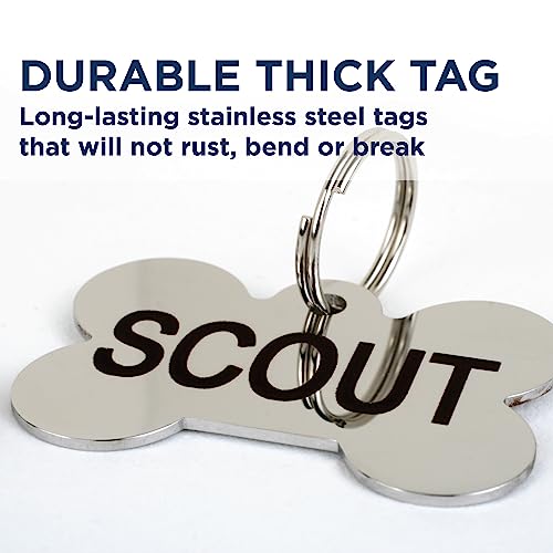 Gotags Stainless Steel Pet Id Tags, Personalized Dog Tags And Cat Tags, Up To 8 Lines Of Custom Text, Engraved On Both Sides, In Bone, Round, Heart, Bow Tie And More #TOP2