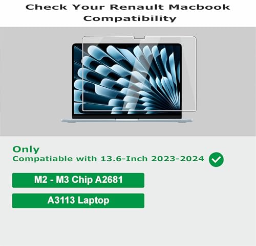 Image of OHAYO Screen Protector Compatible with MacBook Air 13.6 Inch 2022-2026 (Models A2681, A3113, A3240, A3449) Compatible with M2, M3, M4 & M5 Chip MacBook Air Laptop, Military Strength, 9H Hardness, Scratch Resistant, Bubble Free, Anti-Fingerprint, Ultra HD Clear, Not Tempered Glass