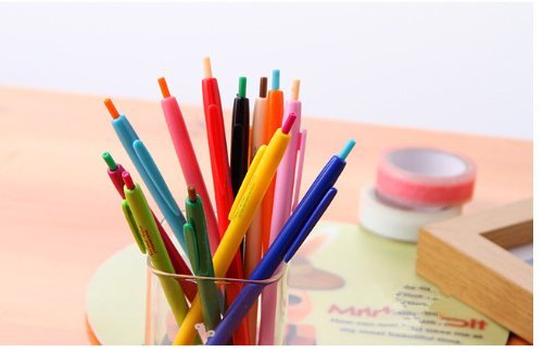 Korean version of the lovely fine pen ballpoint pen color creative push