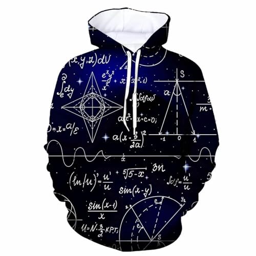SANBEC Divertenti Simboli della Formula Matematica Felpa con Cappuccio Unisex novità Felpa Pullover con Cappuccio con Stampa 3D con Tasche Streetwear