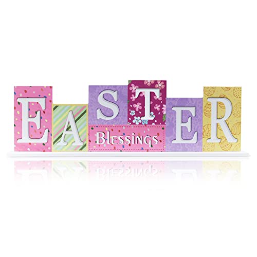 Easter Decorations, Decspas Double Sided Wooden Sign Valentines Easter Decor, Decorative Wood Block Set Easter Decorations For The Home, Living Room, Mantle, Dining Table, Office #TOP8