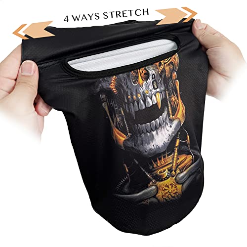 Eikuni Balaclava Face Mask for Men Women Lightweight for Cycling Ski Hunting Fishing (Skull Mechanical Gray Gold Face) - Image 2