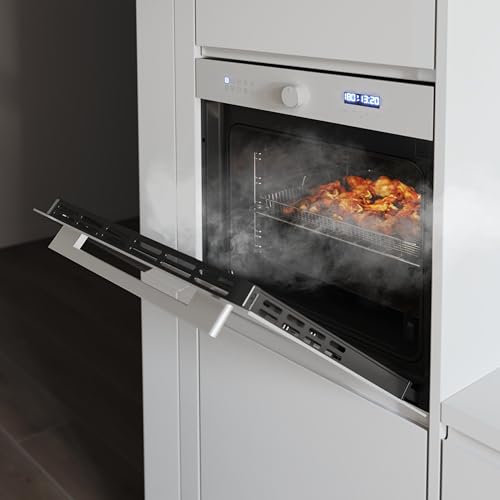 Cecotec Einbaubackofen Multifunktion 60 cm Bolero Hexa AF316000 Glass White A 3400W, 81L Kapazität, 11 Funktionen mit Airfryer Master, Pizza Master, Steam Asisst, Steam EasyClean, 3D Cooking, Defrost