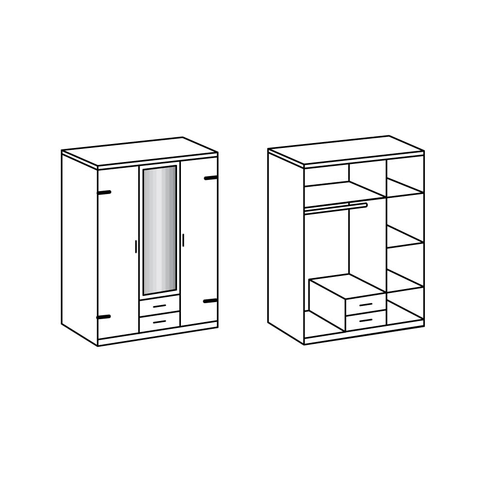 Lomadox Jugendzimmer Set 7-teilig mit Bett 90cm, 2 Bettschubkästen, Kleiderschrank, Regal, Schreibtisch, Rollcontainer in Eiche Graphit Industrial-Stil