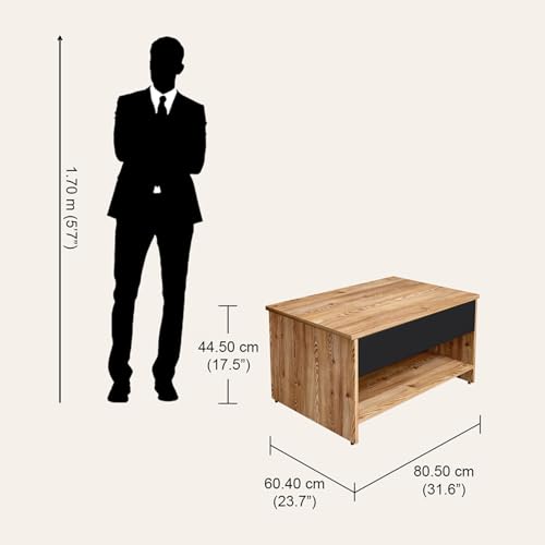 Image of Interio by Godrej Jaxon Compact Lift-Top Coffee Table with Hidden Storage, 1-Year Warranty, Remini Walnut