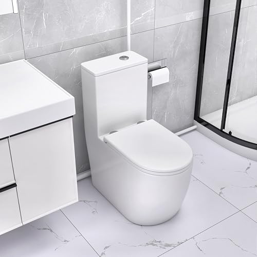 Inodoro Macerador One Piece de Doble Descarga con Bomba Silenciosa de 450W para Sótano, 4 Entradas de Agua para Baño, Cocina y Sótano, Alta Capacidad de Descarga. Incluye 2 piezas. miniatura 1