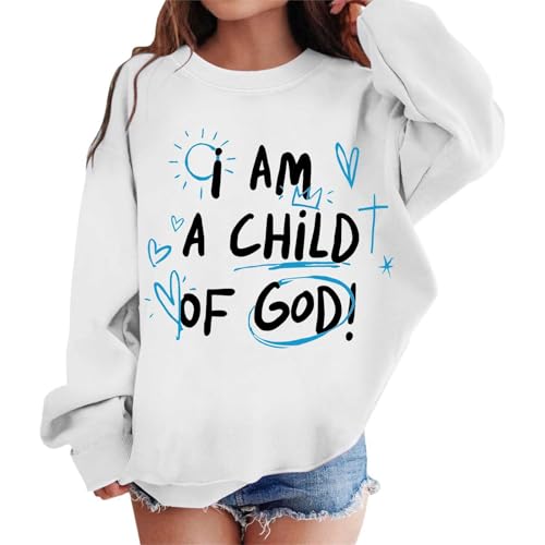 Sweat-shirt fille à motifs graphiques pull manches longues blanc 3-4 ans
